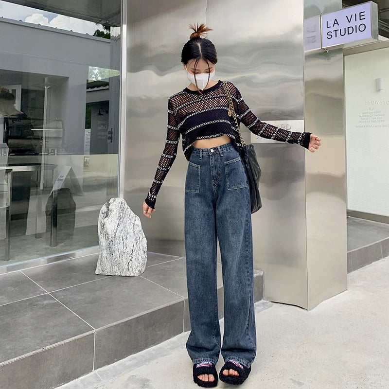 Comfortable Women's Jeans for Woman Cultivate Yourself Look Thinner Baggy Pants New Trend Y2k Clothing Denim Tear Cowgirls